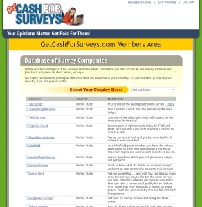 List of surveys in the members' area