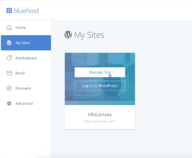 Bluehost My Sites 