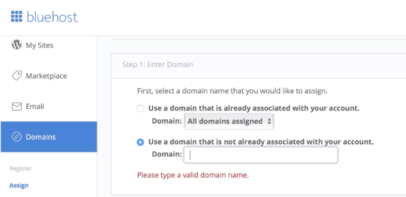 Bluehost WordPress Tutorial: Bluehost, assign a domain to your cPanel account