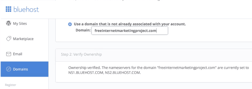 Bluehost, assign a domain to your cPanel account step 2