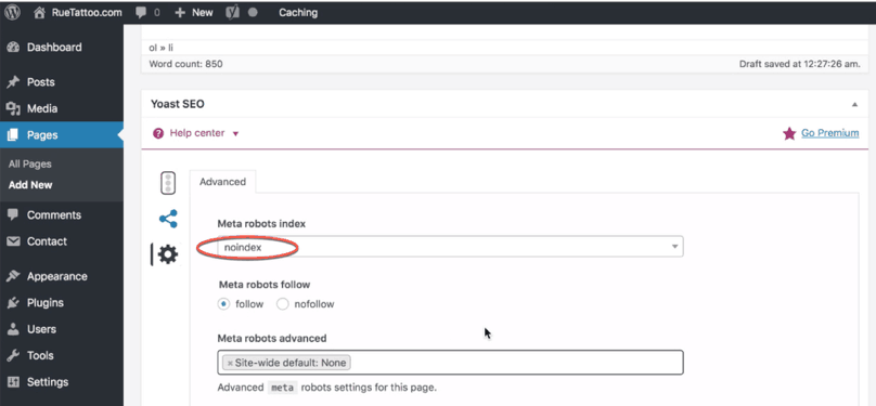 WordPress Dashboard Terms and Conditions Page