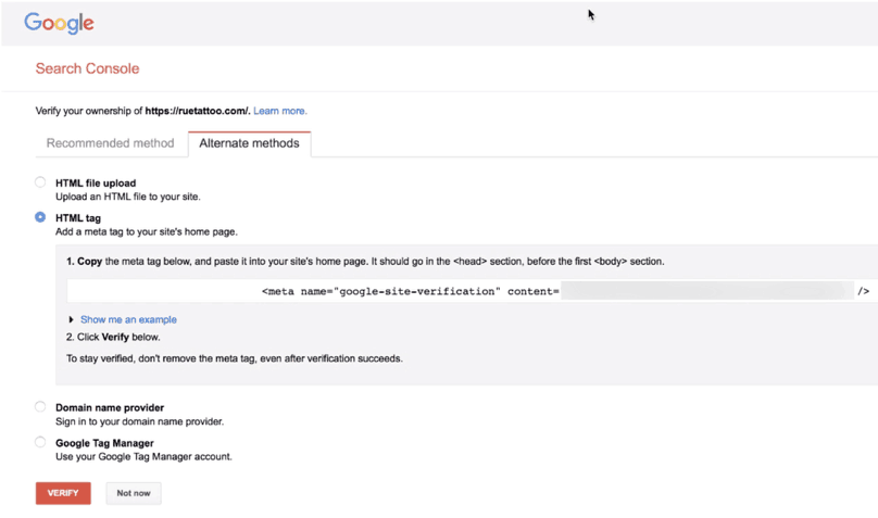 Google Search Console Verify Ownership