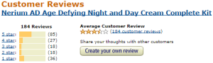 Amazon customer rating of Nerium Night and Day Cream