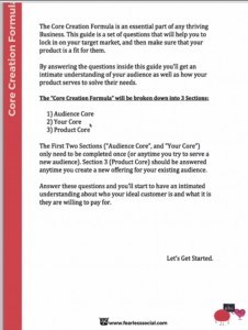 Core creation formula