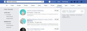 Facebook search for groups