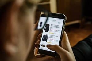 browsing online store on mobile phone