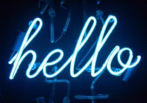 "hello" spelled out in neon