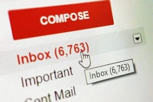 Gmail inbox with 6,000+ unread messages