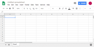 Screenshot of Google Sheets blank worksheet