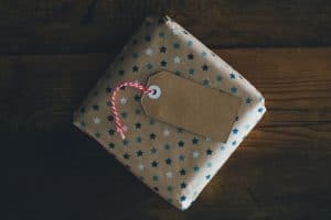 gift wrapped in brown paper