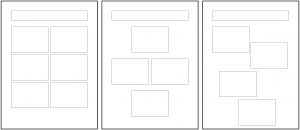 3 wireframes with different alignments of elements