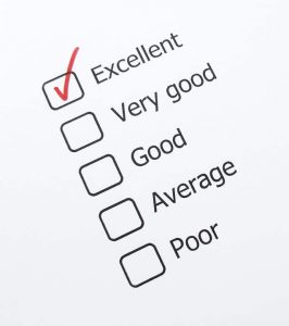 checkboxes beside 'Excellent', 'Very good', 'Good', 'Average', 'Poor'