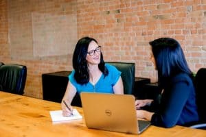 woman conducting a job interview on another woman